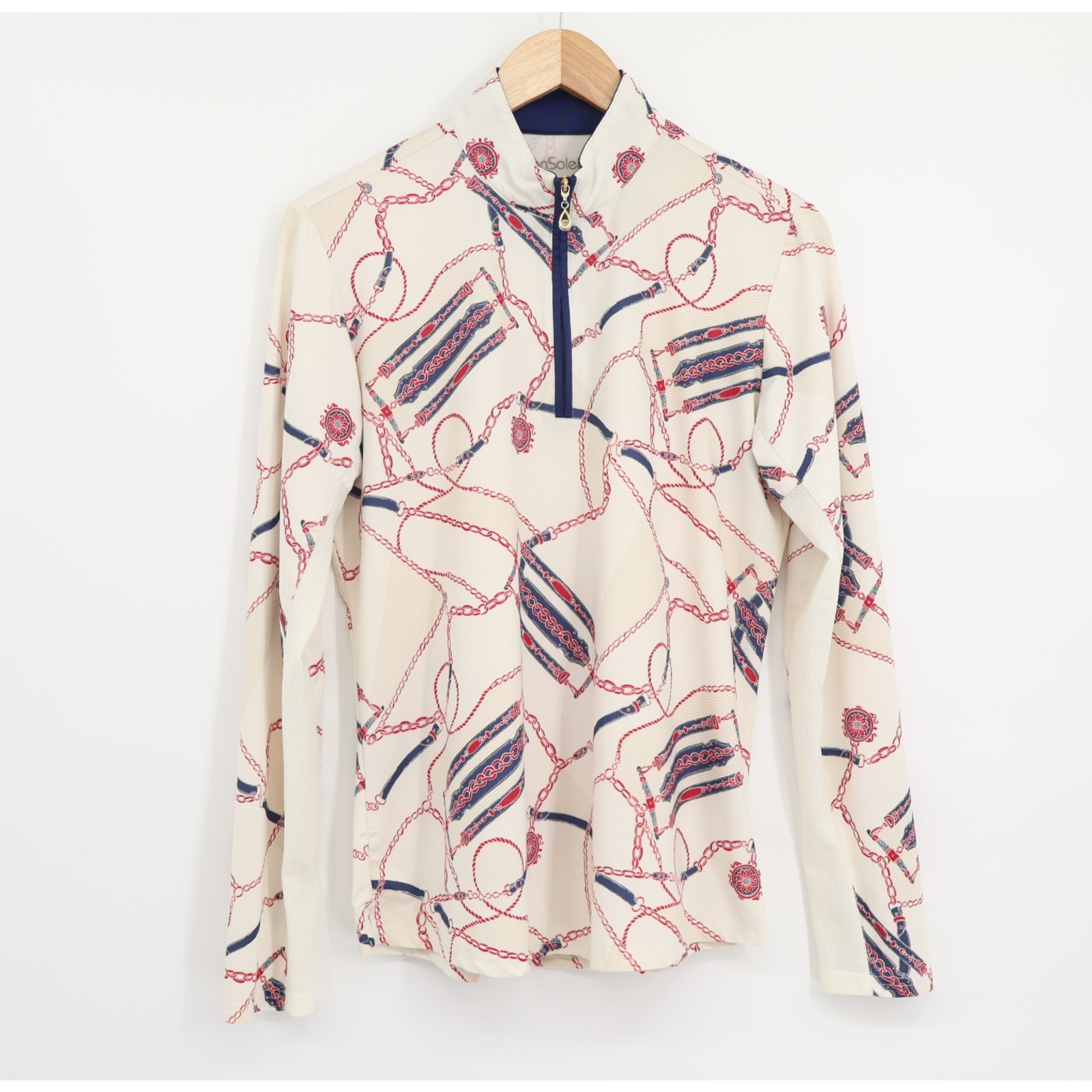 Sansoleil Women's Golf Solcool Print Mock Neck 1/4 Zip Touch Of Class Sz L